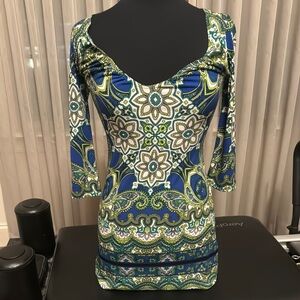 Blue and Green Patterned Dress